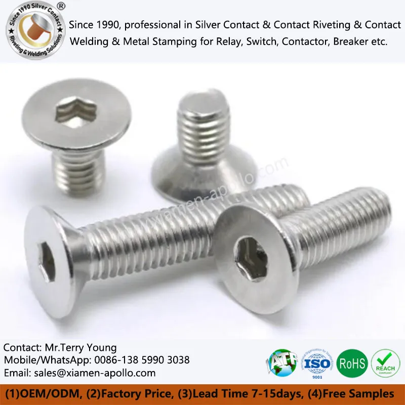 Tornillos de acero inoxidable de enchufe hexágono de la cabeza plana